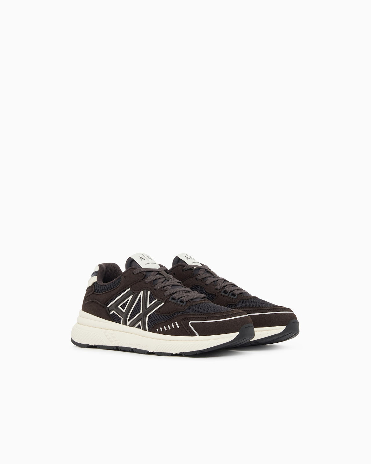 Zapatillas de malla y microante con cordones y suela gruesa - Negro