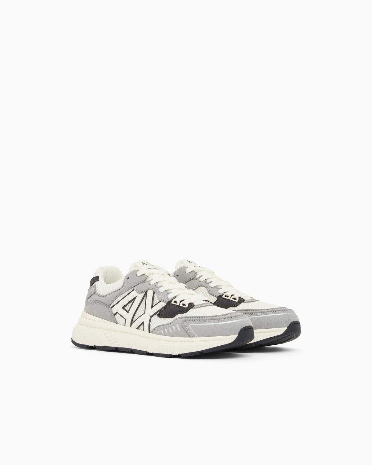 Zapatillas de malla y microante con cordones y suela gruesa - Gris
