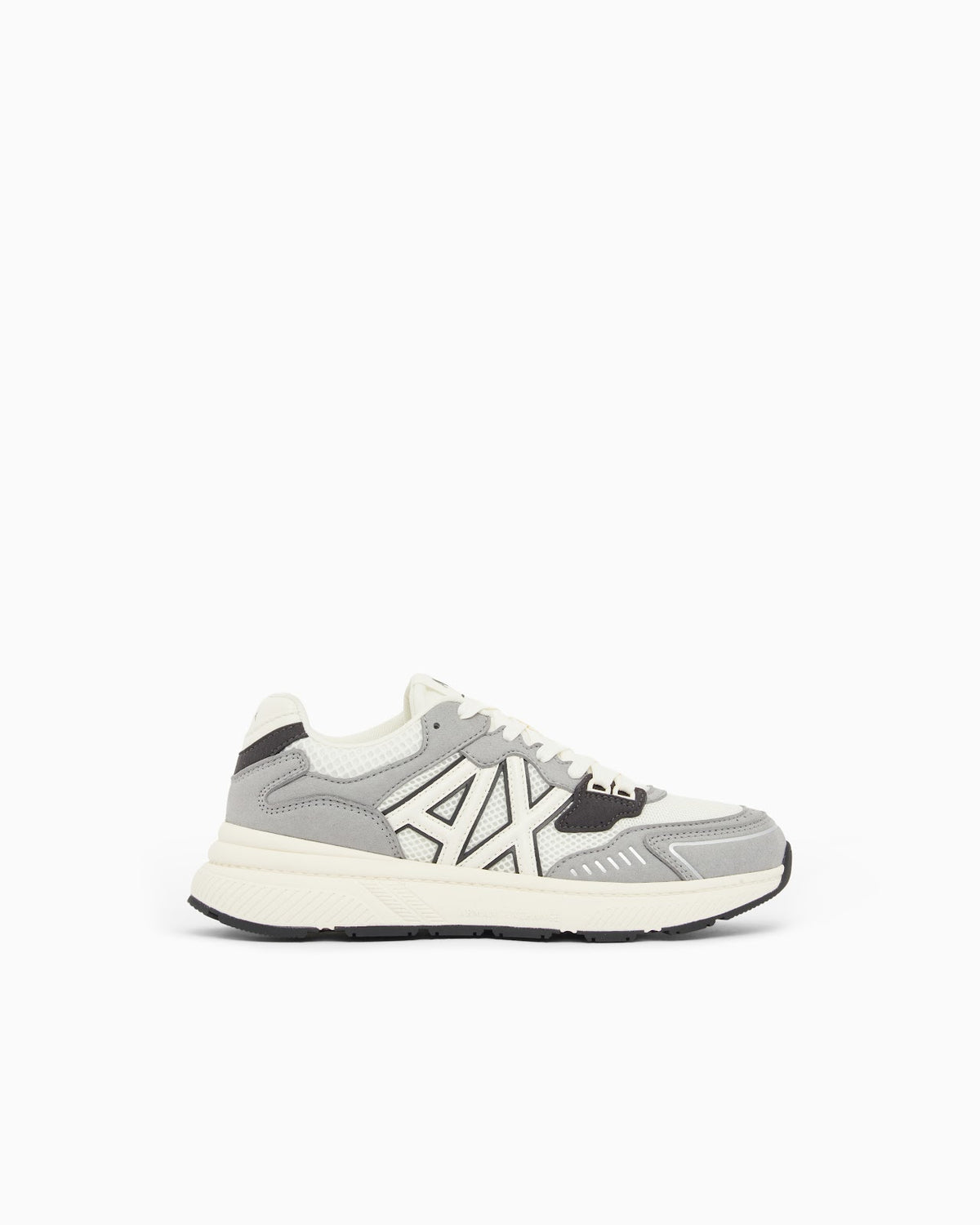 Zapatillas de malla y microante con cordones y suela gruesa - Gris