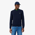 Jersey de cuello de pico de algodón azul