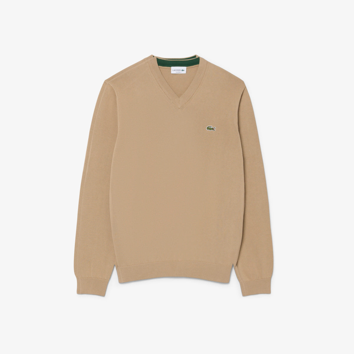 Jersey de cuello de pico de algodón castaño