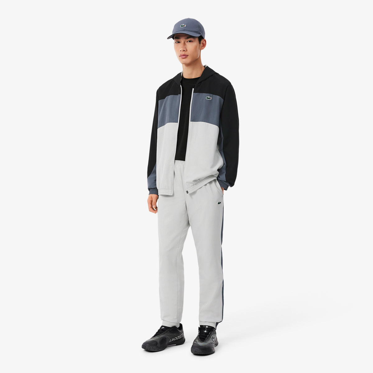 Chaqueta de chándal deportiva con bloques de color - Gris