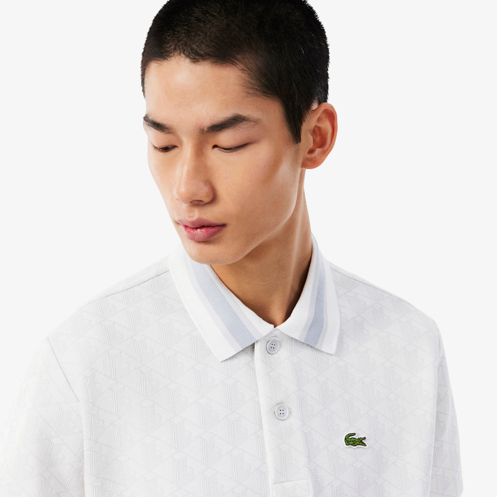 Polo de jacquard de corte clásico blanco