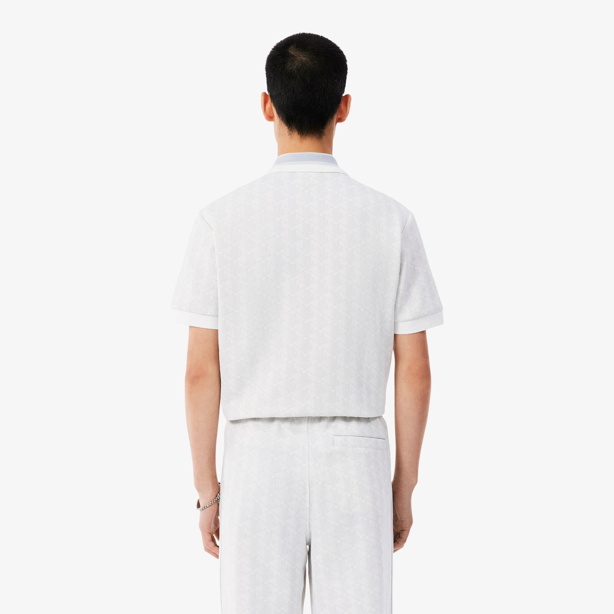 Polo de jacquard de corte clásico blanco