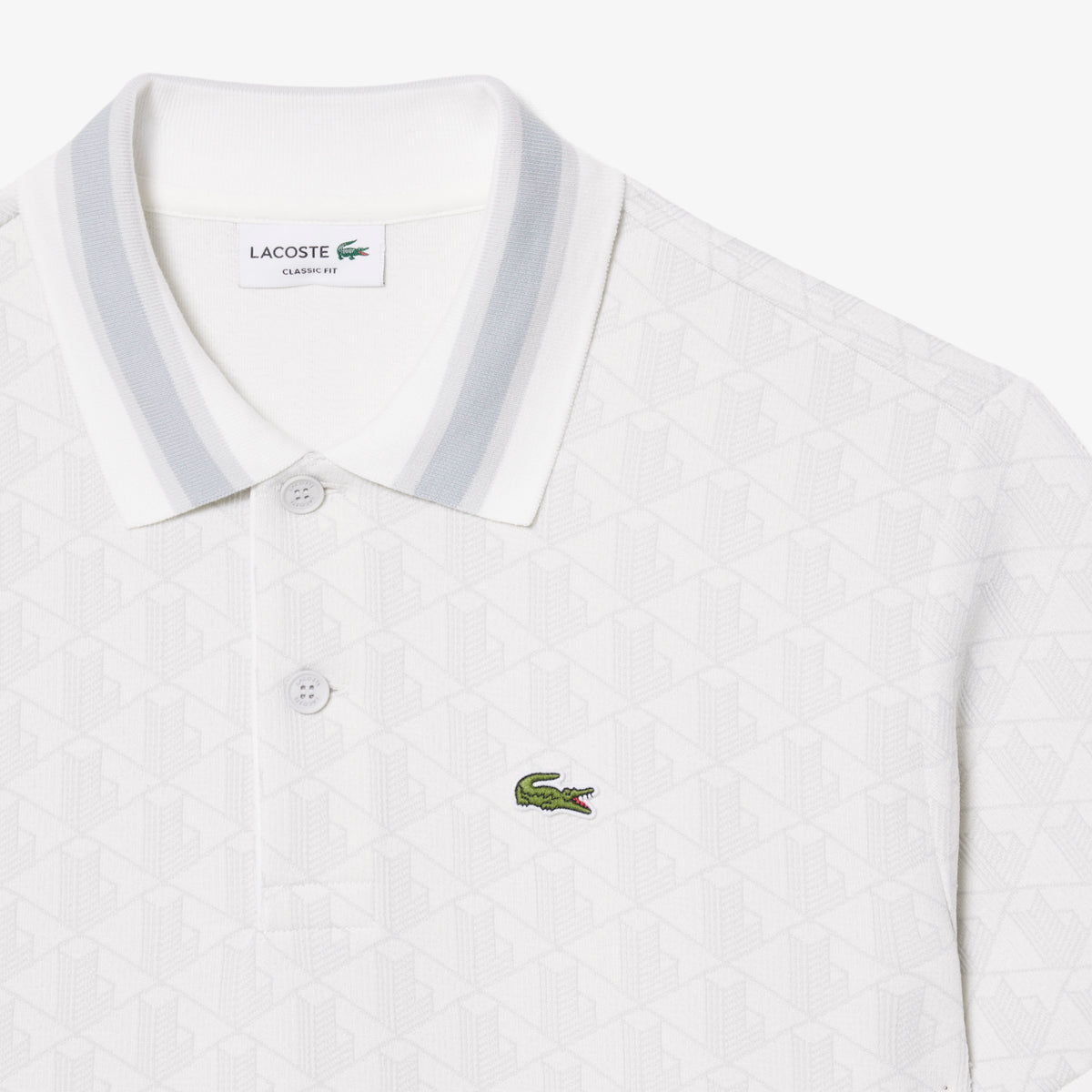 Polo de jacquard de corte clásico blanco