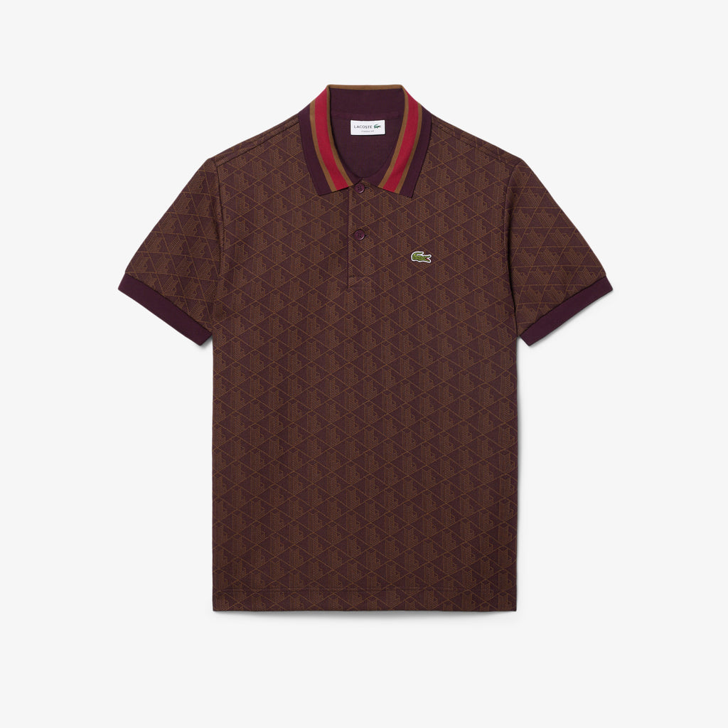 Polo de jacquard de corte clásico castaño