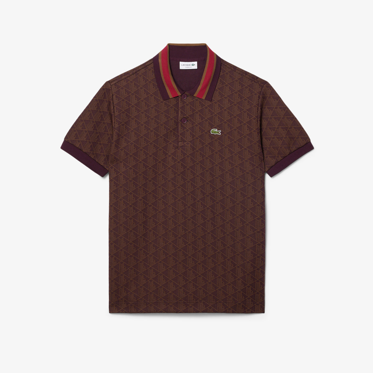 Polo de jacquard de corte clásico castaño