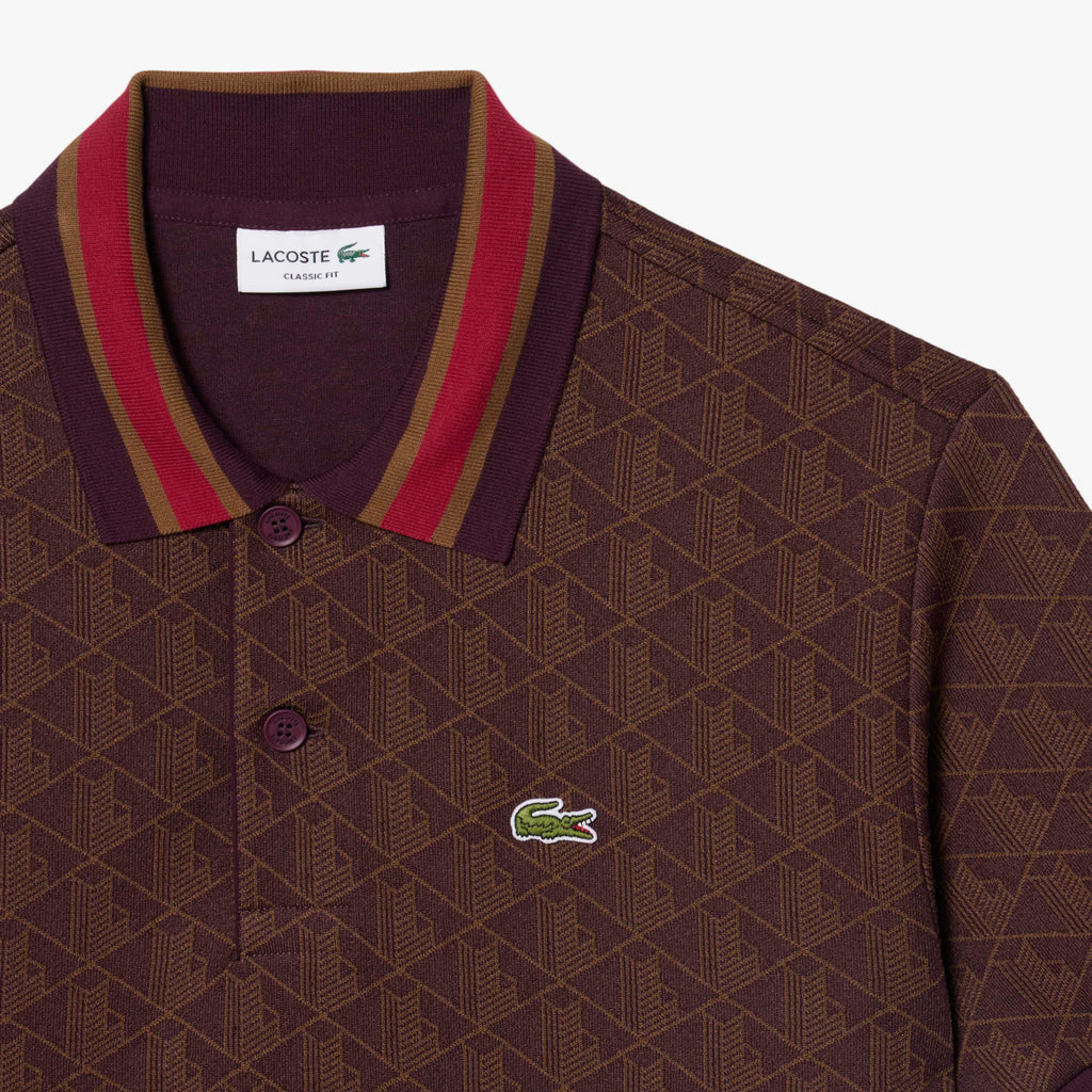 Polo de jacquard de corte clásico castaño