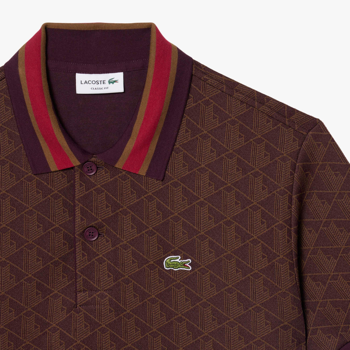 Polo de jacquard de corte clásico castaño