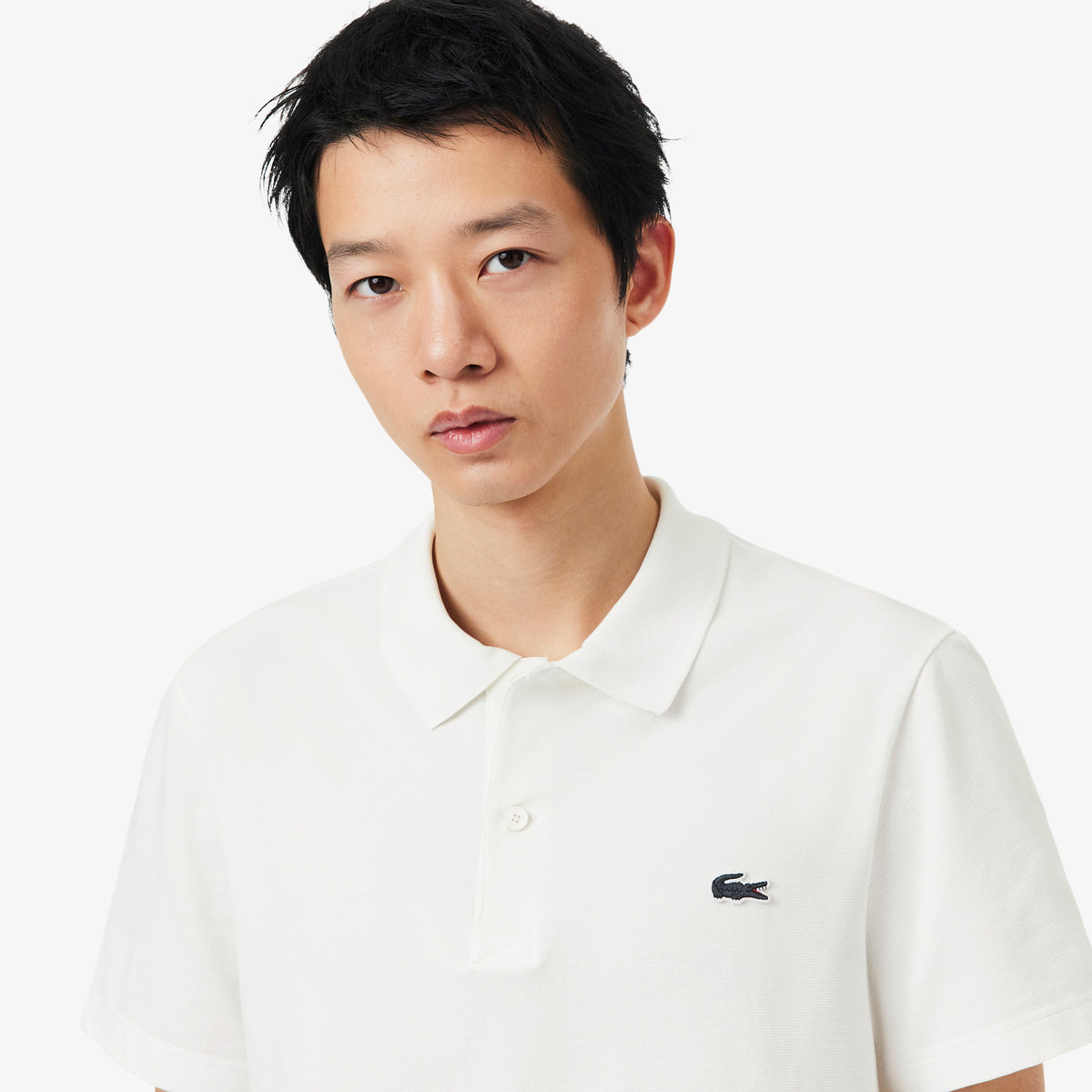 Polo de corte regular de algodón blanco