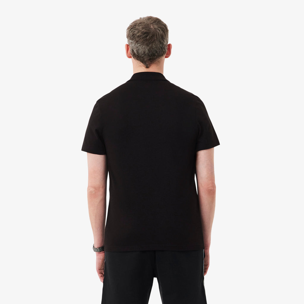 Polo de corte regular de algodón negro