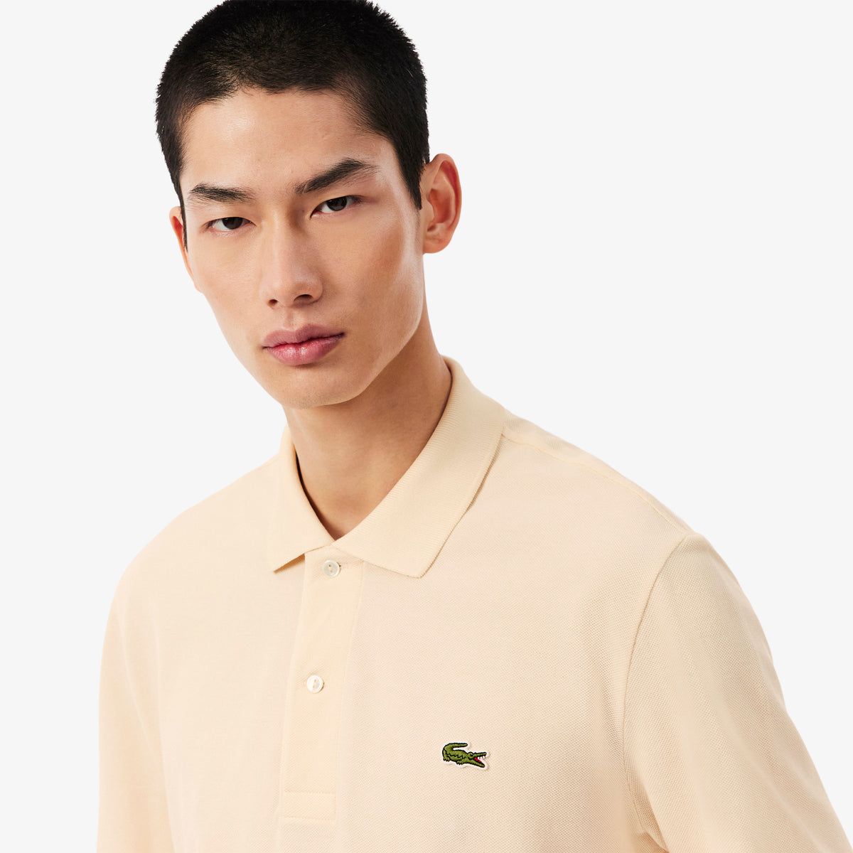 Polo de corte clásico de manga larga beige
