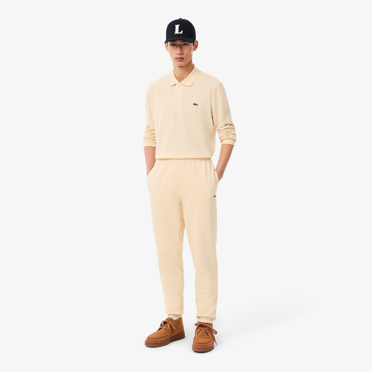 Polo de corte clásico de manga larga beige